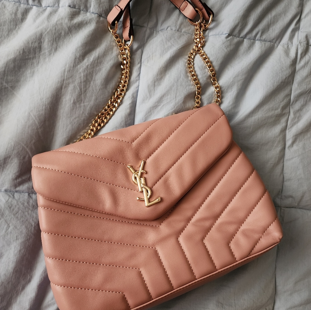 Dusty rose bag with ysl logo